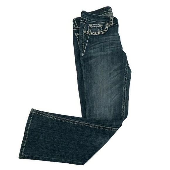 L.A. Idol Jeans Women's Size 9 Bootcut Frost Rhinestone Stitch Logo Bleu Denim - Picture 5 of 12